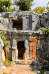 Fototapeta na wymiar It's Tomb of the ancient cemetery, Limyra, Turkey.