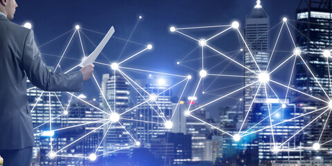 Concept of modern business networking that connect and cooperate people