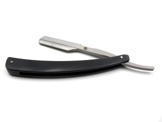 Straight Razor black and silver color on white background