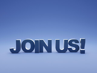 Join us text words on blue background