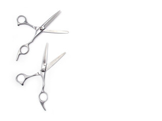 Scissors Barber, Scissors Salon , Scissors Realistic Metal silver, Scissors Classic, Scissors for a hairstyle on White Background