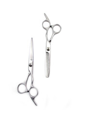 Scissors Barber, Scissors Salon , Scissors Realistic Metal silver, Scissors Classic, Scissors for a hairstyle on White Background