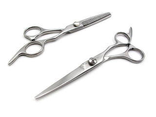 Scissors Barber, Scissors Salon , Scissors Realistic Metal silver, Scissors Classic, Scissors for a hairstyle on White Background