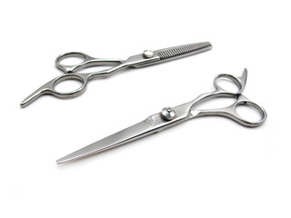 Scissors Barber, Scissors Salon , Scissors Realistic Metal silver, Scissors Classic, Scissors for a hairstyle on White Background