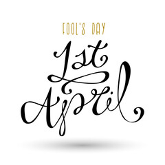April Fool's Day Lettering Vector Sign. Hand-drawn typographic calligraphy. Brush handwritten text.