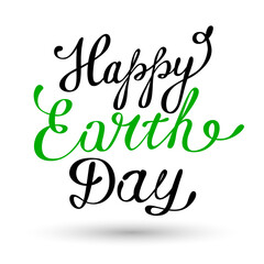 Happy Earth Day hand lettering card, background. Vector illustration for banner, poster. Hand-drawn typographic calligraphy.