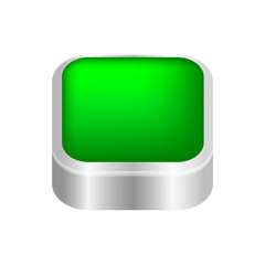 button square shape green for buttons games play isolated on white, green modern 3d buttons simple and convex, square button green flat style icon sign for applications, buttons square for website app