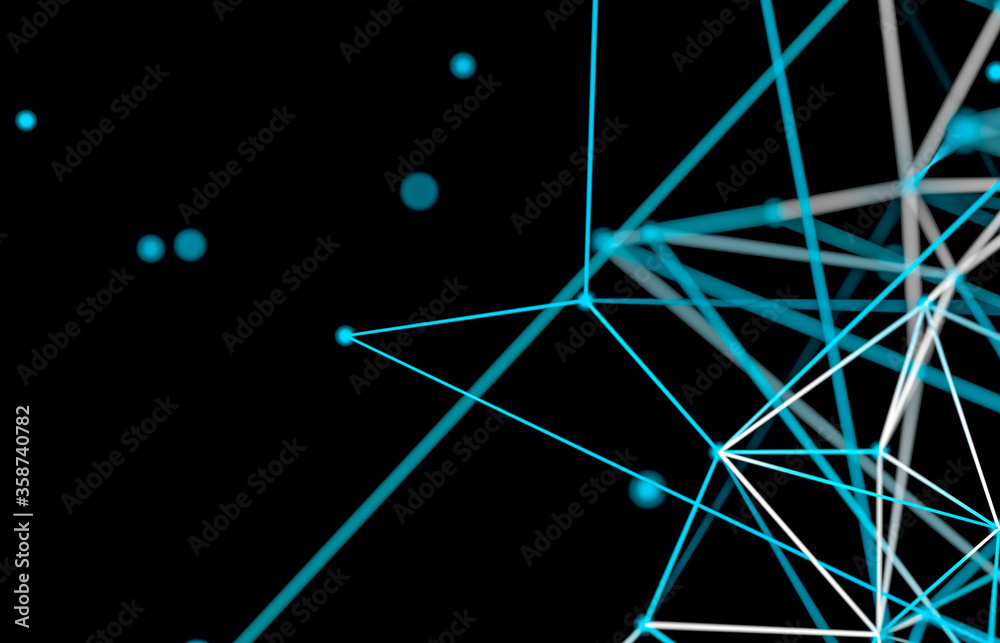 Aufkleber Abstract digital technology background. Big data visualization. Network connection structure. 3d render.