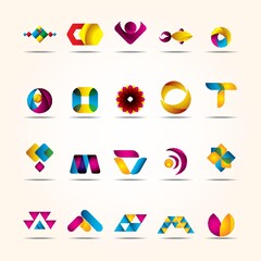set of abstract logos