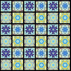 Abstract ornamental decorative pattern of squares. Mosaic art ornamental texture.