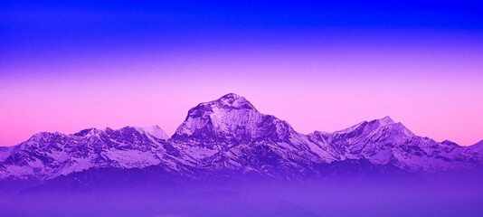 Dhaulagiri Range, Annapurna Range Sunrise from Poon Hill View Point, Ghorepani, Annapurna Conservation Area, Himalaya, Nepal, Asia