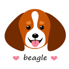 vector illustration of chibi cute funny face beagle dog