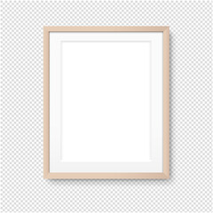 Wood Picture Frame Isolated Transparent Background With Gradient Mesh, Vector Illustration
