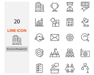 set of business icons, management, planning, company, organization, start up
