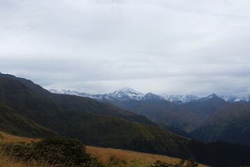 awesome landscape view of Himalayan peaks and the valley around.