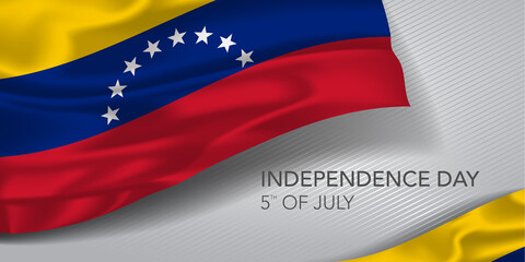 Venezuela happy independence day greeting card, banner with template text vector illustration