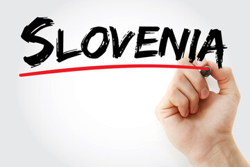 Slovenia text with marker, concept background