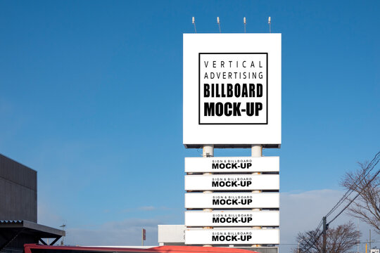 Mock up blank billboard and signboard on large pole