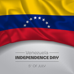 Venezuela happy independence day greeting card, banner vector illustration
