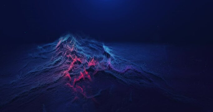 Abstract space mountains animation background. Animated lava alien mountain terrain Sci-fi and fantasy footage - 4K