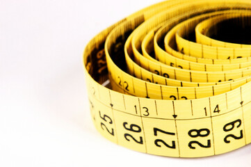 Measuring Tape, Close Up on white background .