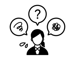 悩むビジネスマンのアイコン／考える／心配する