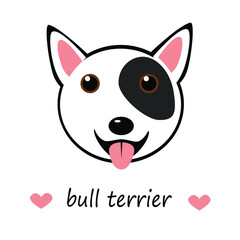 sticker cute face anime chibi dog puppy bull terrier with a spot on the eye