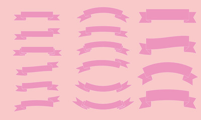 Obraz premium ピンクのリボンバナーのイラスト