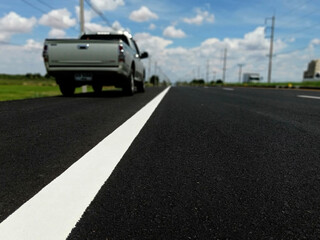 White traffic color line For the safety of travelin