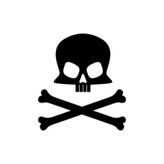 Skull and crossbones symbol isolated on white background. Jolly Roger sign. Vector illustration.