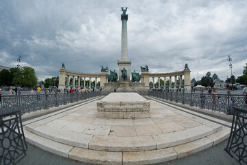 Millennium Monument on the Heroes' Square (Hosok Tere) is one of the major squares in Budapest, Hungary.