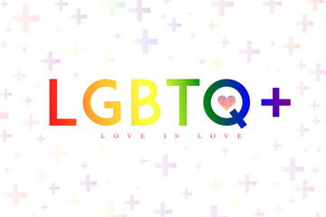 LGBTQ plus illustration text on white background.