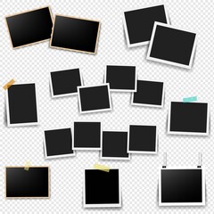 Photo Frame Set With Transparent Background With Gradient Mesh, Vector Illustration