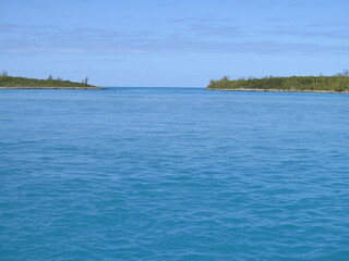 the view of Current Island (on the left) and Eleuthera Island (on the right) in the month of February, Bahamas