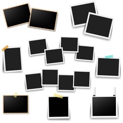 Photo Frame Set With White Background With Gradient Mesh, Vector Illustration