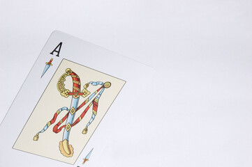 Spanish card with four A on white background .