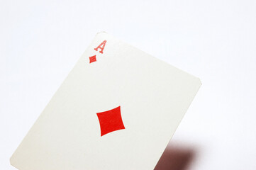 Poker card with four A on white background .