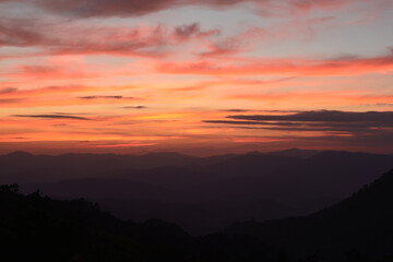 Amazing twilight over the mountain at Doi Inthanond national park. Chiang Mai, Thailand.