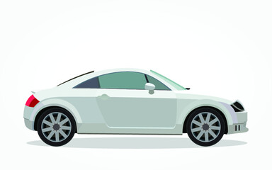 detailed body and rims of a flat colored car cartoon vector illustration