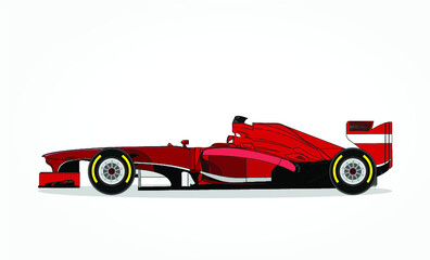 detailed body and rims of a flat colored car cartoon vector illustration