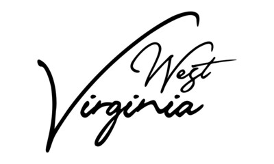 West Virginia Typography Black Color Text On 
White Background