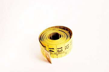 Tape Measure on white background .