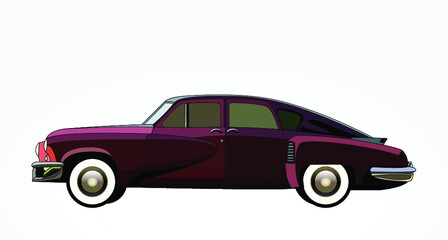 Obraz na płótnie Canvas detailed body and rims of a flat colored car cartoon vector illustration