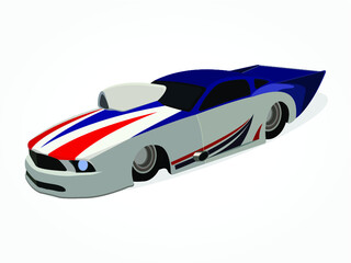 detailed body and rims of a flat colored car cartoon vector illustration