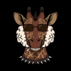 Giraffe head smoke vector illustration