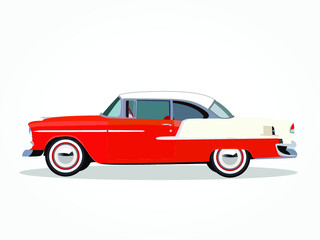 Obraz na płótnie Canvas detailed body and rims of a flat colored car cartoon vector illustration