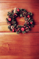 Christmas Ornament on wooden background