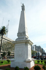Fototapeta na wymiar May Pyramid Monument at Plaza de Mayo Square in Buenos Aires