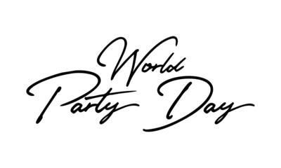 World Party Day Typography Black Color Text On 
White Background