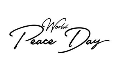 World Peace Day Typography Black Color Text On 
White Background